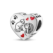 Dogs Pet Charms 925 Silver Heart Shaped Pink Zircon Claws Pendants Fit Original S925 Bracelets Fine DIY Birthday Jewelry Gifts