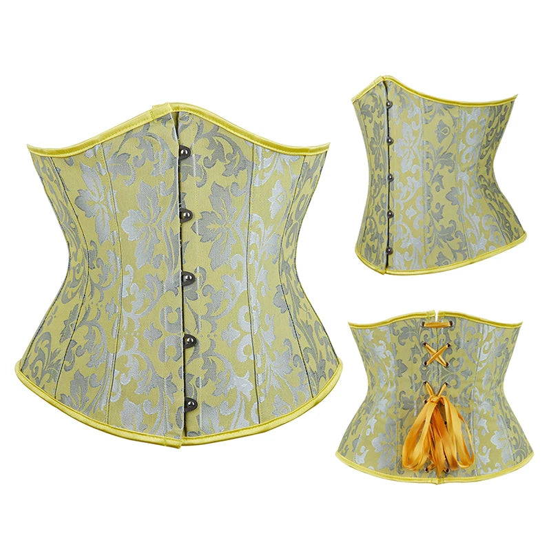Women Gothic Jacquard Underbust Corset Bustier Waist Cincher Slimming Body Shaper Corselete Lingerie Plus Size Party Clubwear
