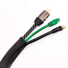 3m/9.85ft PET Expandable Braided Sleeving Flexible Wire Mesh Sleeve Black For TV Audio PC Cords Protect From Pets Chewing