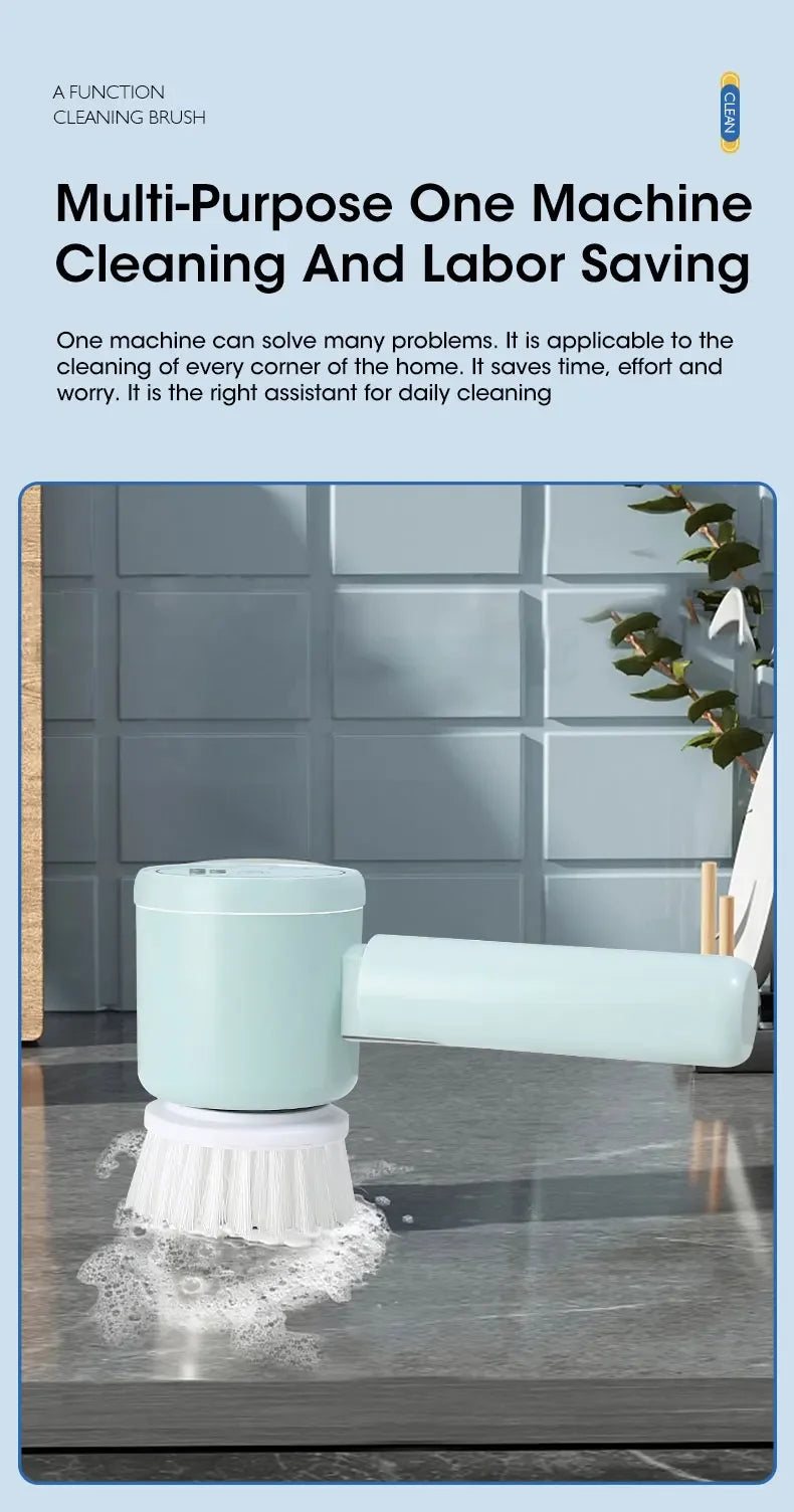 2025 Cordless Electric Spin Scrubber with 5 Brushes,IPX7 Waterproof Rechargeable Bathroom Cleaner for Tile/Shower/Grout Cleaning