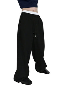 Men's wide leg sweatpants waist drawstring pants straight leg loose pants casual pants Mountaineering pants Jogger Sweatpants