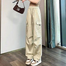 Fashion Women Joggers Pants Casual Female Chic Straight Cargo Pants Elastic High Waist Streetwear Slim Trousers Summer Thin