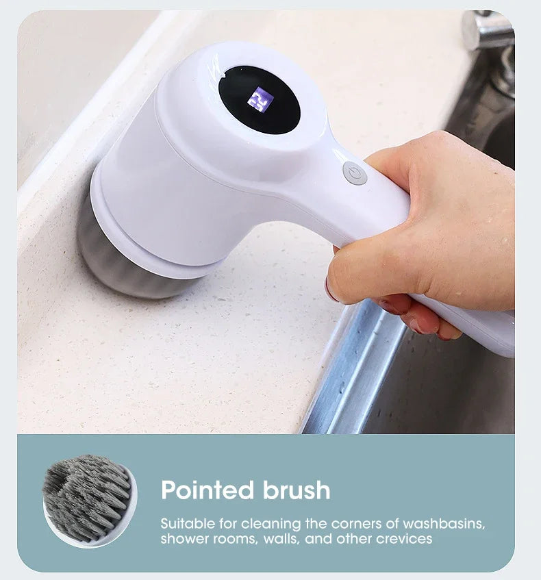 2025 Cordless Electric Spin Scrubber with 5 Brushes,IPX7 Waterproof Rechargeable Bathroom Cleaner for Tile/Shower/Grout Cleaning