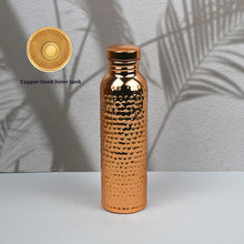 New 800ML Electroplated Copper Water Bottle One-Click Open Lid Stainless Steel Hammer Pattern Cup Sports Water Bottle