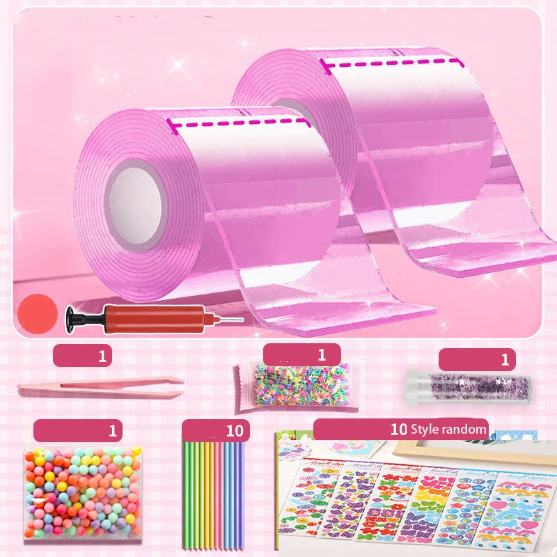DIY Blow Bubble Nano Tape Full Set of PET Nano Glue Knead Music Double-Sided Tape Decompression Toy Stickers Gift