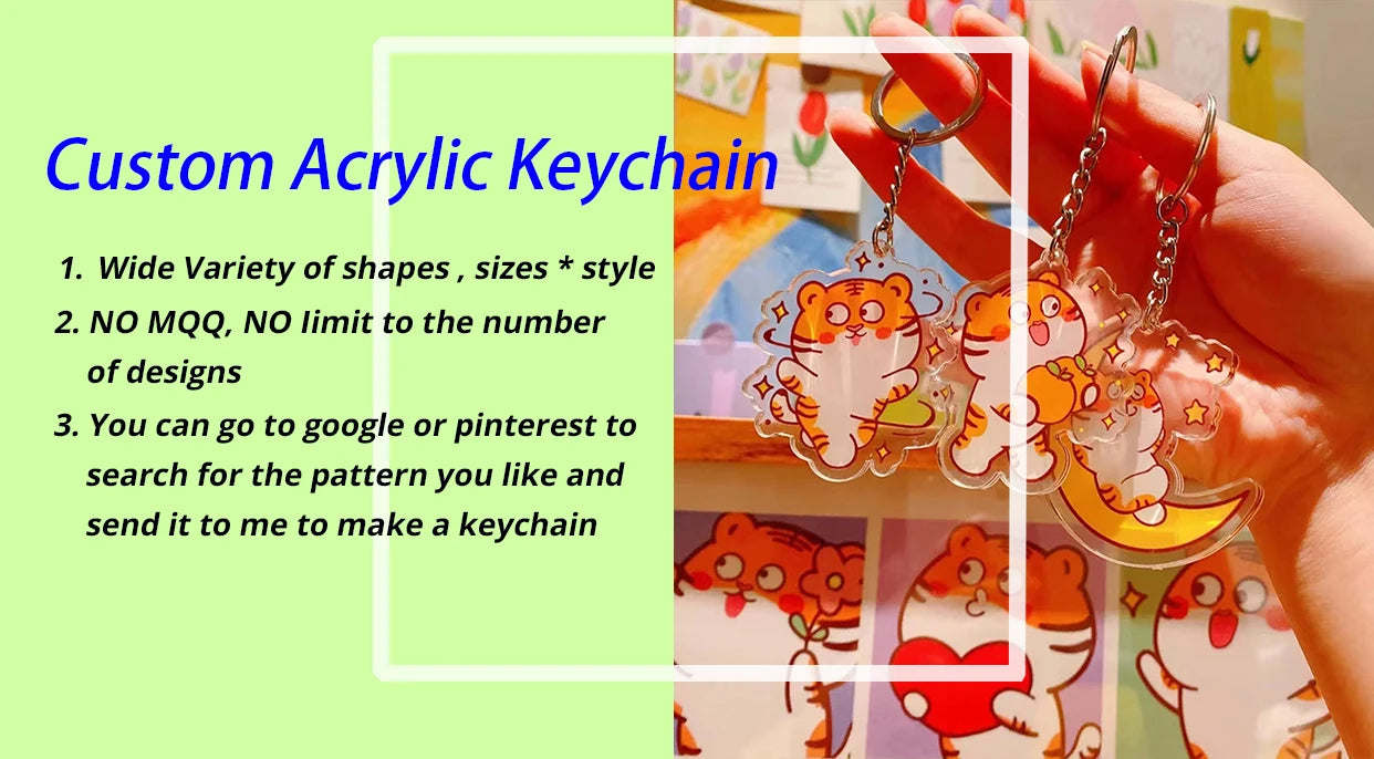 Custom Logo Acrylic Keychain Cat Dog ID Charm Print Holographic Personal Photo Pet Souvenir Birthday Gift Tag Name Key Chain