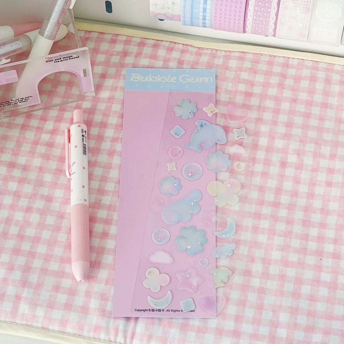 Stars Decal Stickers Scrapbooking Stationery Hearts Stickers PET Bubble Deco Sticker DIY Journal Planner