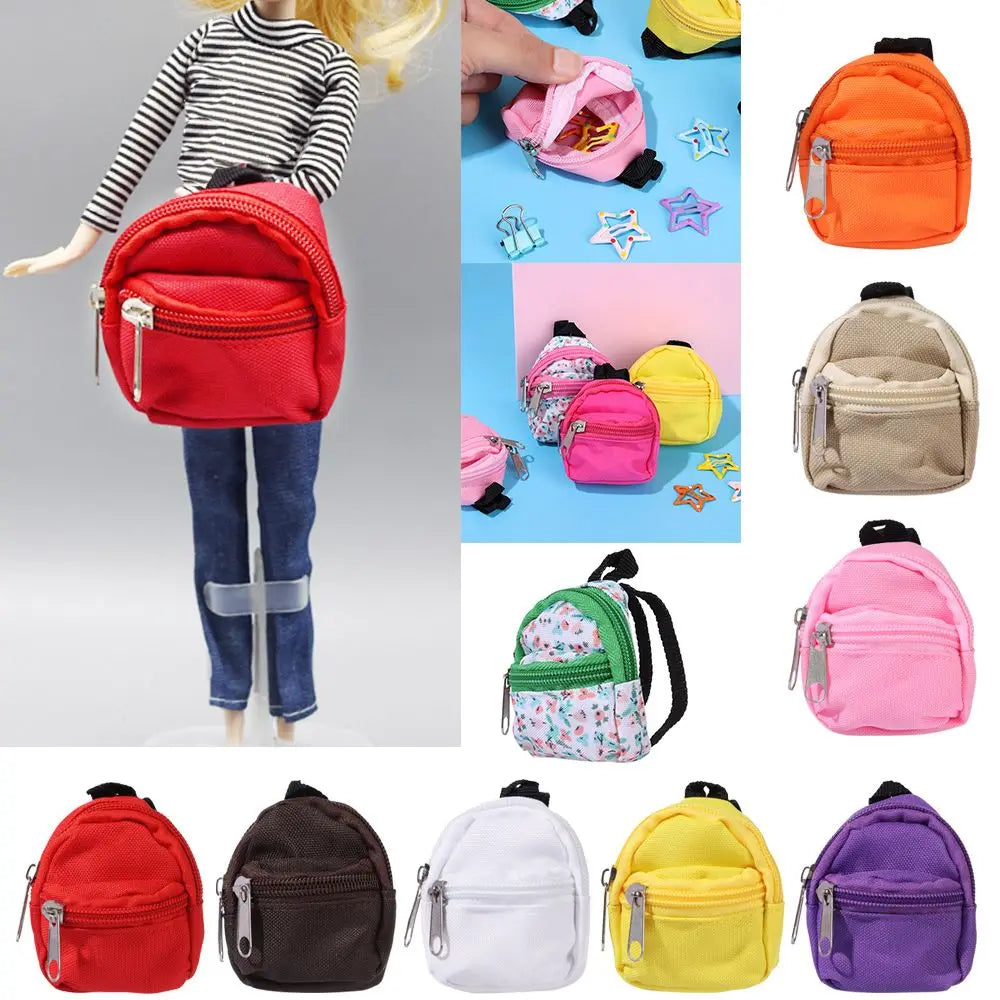 Mini Zipper Doll Backpacks Cute School Bags Doll Backpacks Doll Bags Travel Case Doll Accessories Toy Supplies for Doll Play