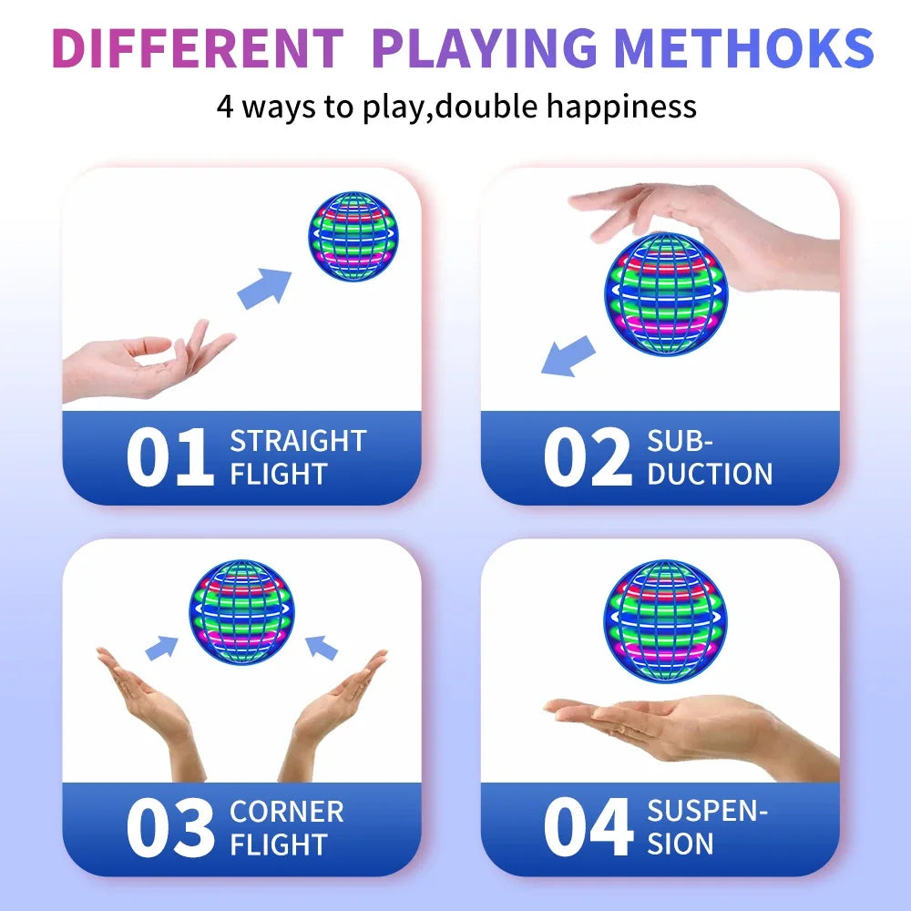 Floating Magic UFO Flying Ball LED Dazzling Lights Automatic Spinning Flying Machine Outdoor Sports Toy Birthday Gift