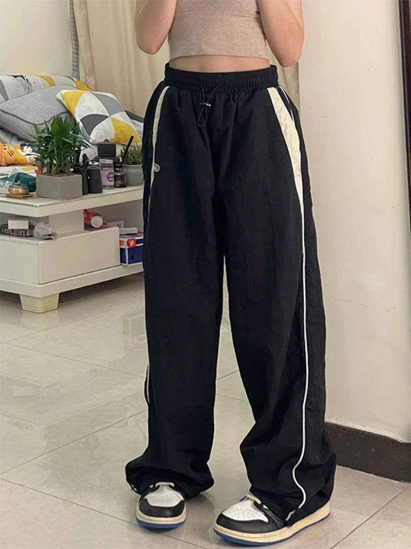 Y2k Wide Leg Cargo Pants Women Casual Loose Drawstring Trousers Streetwear Hip Hop Sweatpants 2024 Female Vintage Baggy Joggers