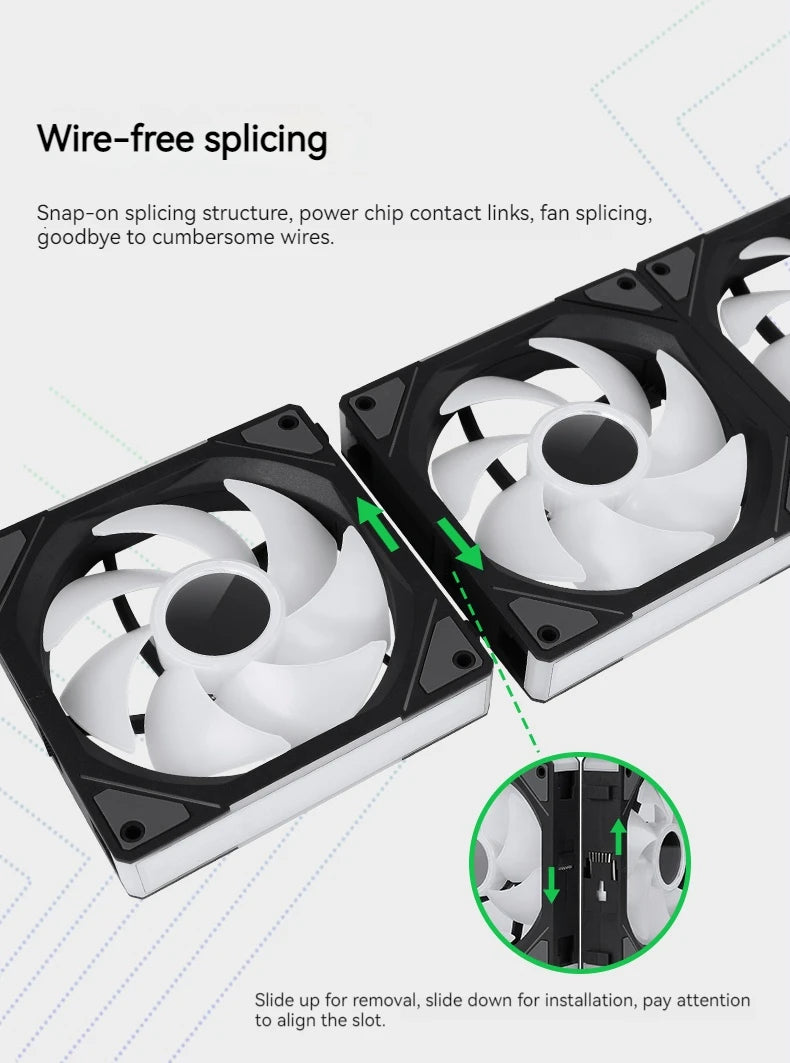 TEUCER JM-1 PC Cooling Case Fan ARGB Mirror Cycle Light Effect Wireless Stitching PWM Water Cooling 360mm CPU Cooler Fan