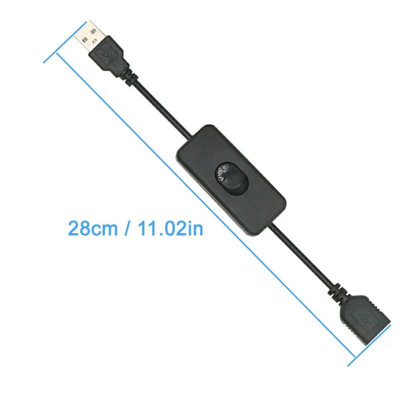2 Pcs USB Cable With Switch ON/OFF Cable Extension Toggle for USB Lamp USB Fan LED Power Supply Line Durable Adapter USB Headset