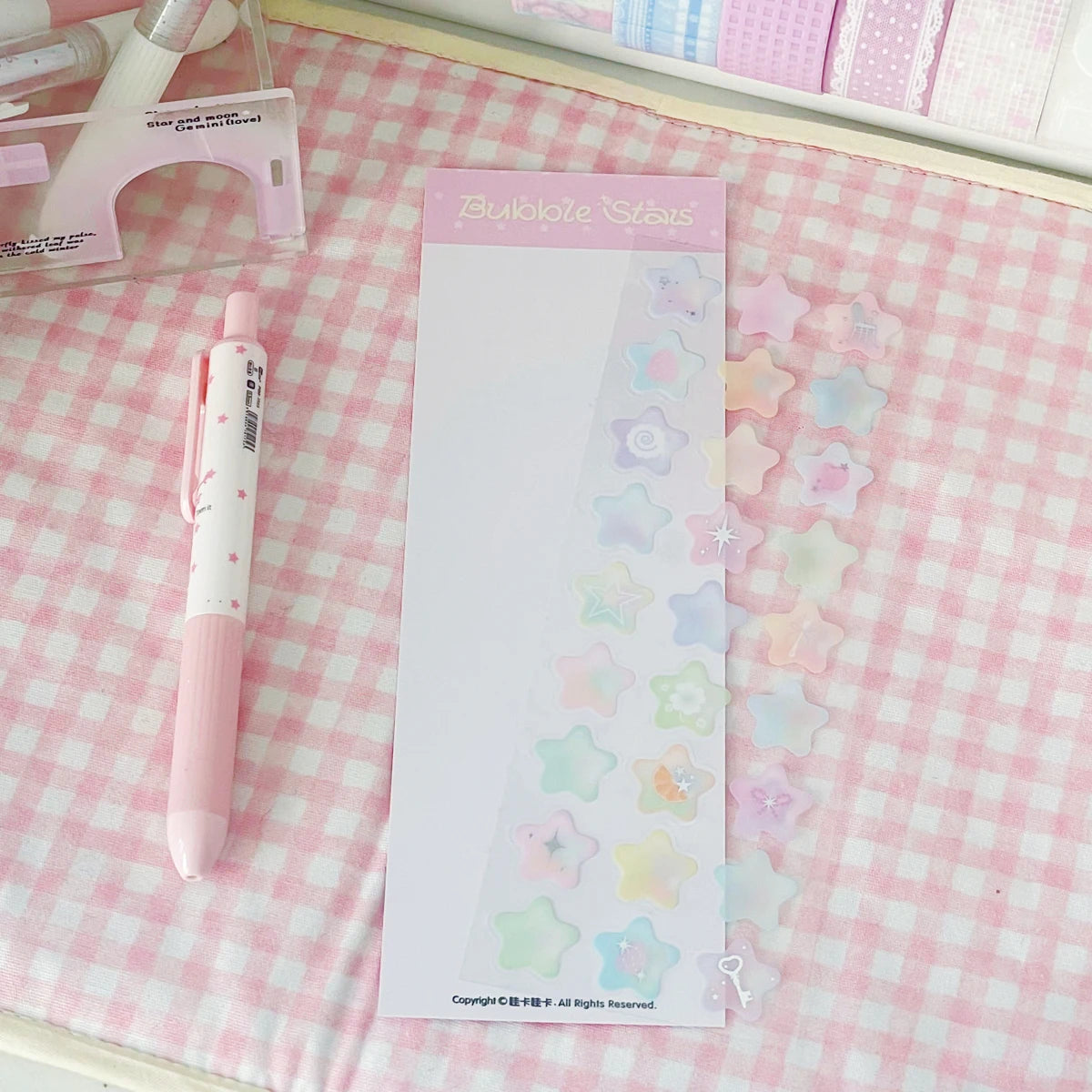 Stars Decal Stickers Scrapbooking Stationery Hearts Stickers PET Bubble Deco Sticker DIY Journal Planner