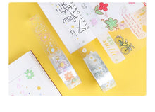 5 Rolls Transparent Decorative Tape PET Waterproof Self-Adhesive Flower Daisy Pattern Decorative Masking Sticker Clear Tape