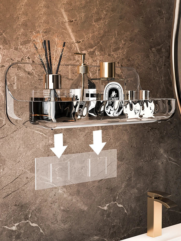 Acrylic Bathroom Shelf Household Toilet Wall Hanging Washstand Perforation-Free Cosmetics Storage Organizer on the Wall