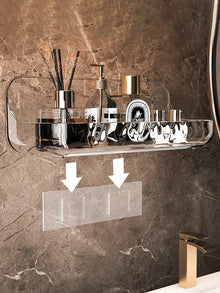 Acrylic Bathroom Shelf Household Toilet Wall Hanging Washstand Perforation-Free Cosmetics Storage Organizer on the Wall