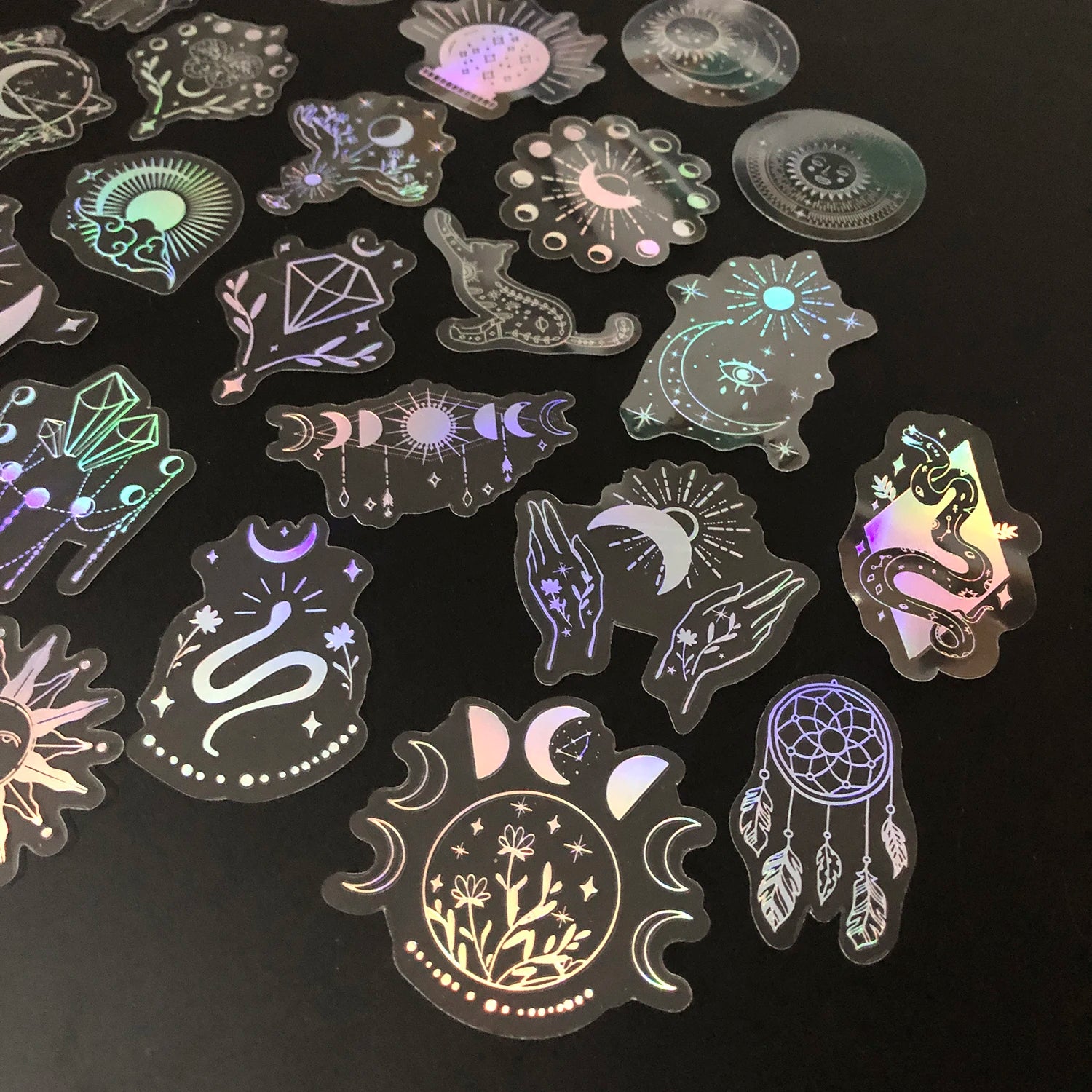 100 Pack Transparent PET Stickers BOHO Designs – Snake;Sun;Moons;Stars etc-Perfect for DIY, Bujo, Phone Cases, Windows & More