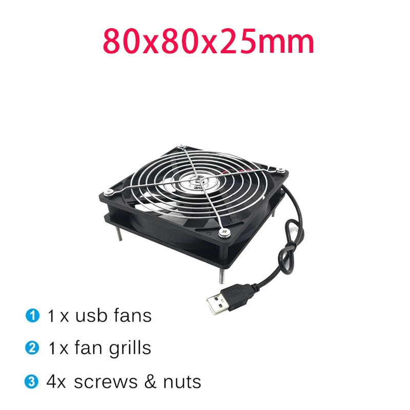 8/12cm 12V USB Powered Computer PC Case Fan For Receiver DVR Xbox TV Box Router Silent Chassis Cooler