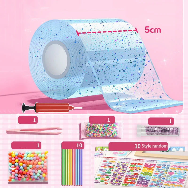 DIY Blow Bubble Nano Tape Full Set of PET Nano Glue Knead Music Double-Sided Tape Decompression Toy Stickers Gift