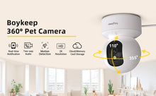 Boykeep 2K Pet Dog Camera with Phone App, 5G/2.4GHz WiFi Indoor Security Baby Camera, 360° Pan & Tilt, 2-Way Audio, Night Vision