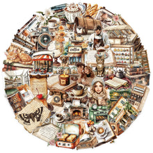 50pcs Retro Cafe Cartoon Graffiti Stickers Skateboard Water Bottle Notebook Mobile Phone Toy Decal Sticker PET Decoration
