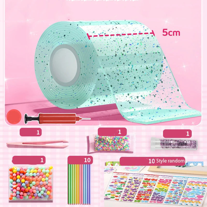 DIY Blow Bubble Nano Tape Full Set of PET Nano Glue Knead Music Double-Sided Tape Decompression Toy Stickers Gift