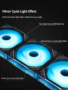 TEUCER JM-1 PC Cooling Case Fan ARGB Mirror Cycle Light Effect Wireless Stitching PWM Water Cooling 360mm CPU Cooler Fan