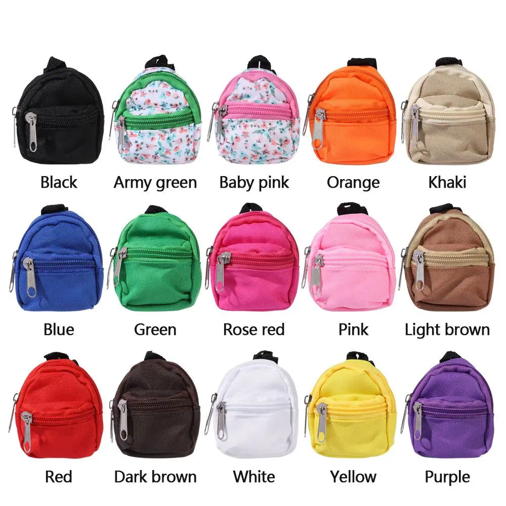 Mini Zipper Doll Backpacks Cute School Bags Doll Backpacks Doll Bags Travel Case Doll Accessories Toy Supplies for Doll Play