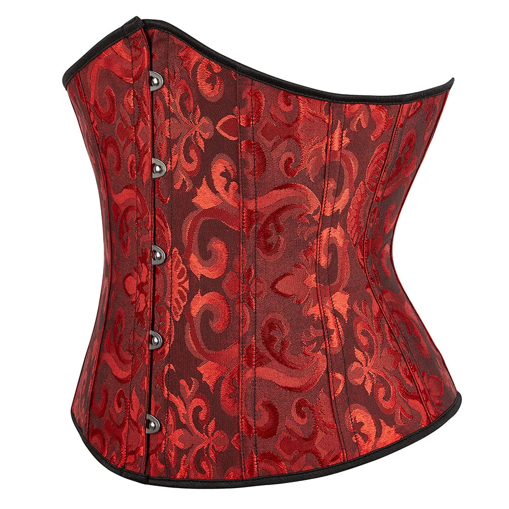 Women Gothic Jacquard Underbust Corset Bustier Waist Cincher Slimming Body Shaper Corselete Lingerie Plus Size Party Clubwear