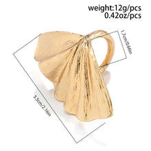 Ginkgo Leaf Ring for Women Men Fashiontrend Classic Metal Pleated Personality Leaf Fan-Shaped Finger Ring Punk Party Jewelry