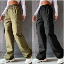 Vintage Streetwear Cargo Pants Fashion Women Solid Oversized Pocket High Waist Baggy Pant Casual Hip Hop Straight New Trousers