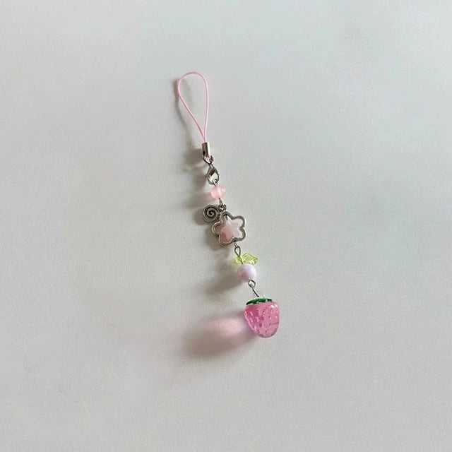 1Pc Lightweight Sweet Cute Strawberry Keychain Xyu Cellphone Charm Lanyard Lovely Fruits Chain for Girls Aesthetic Jewelry Props