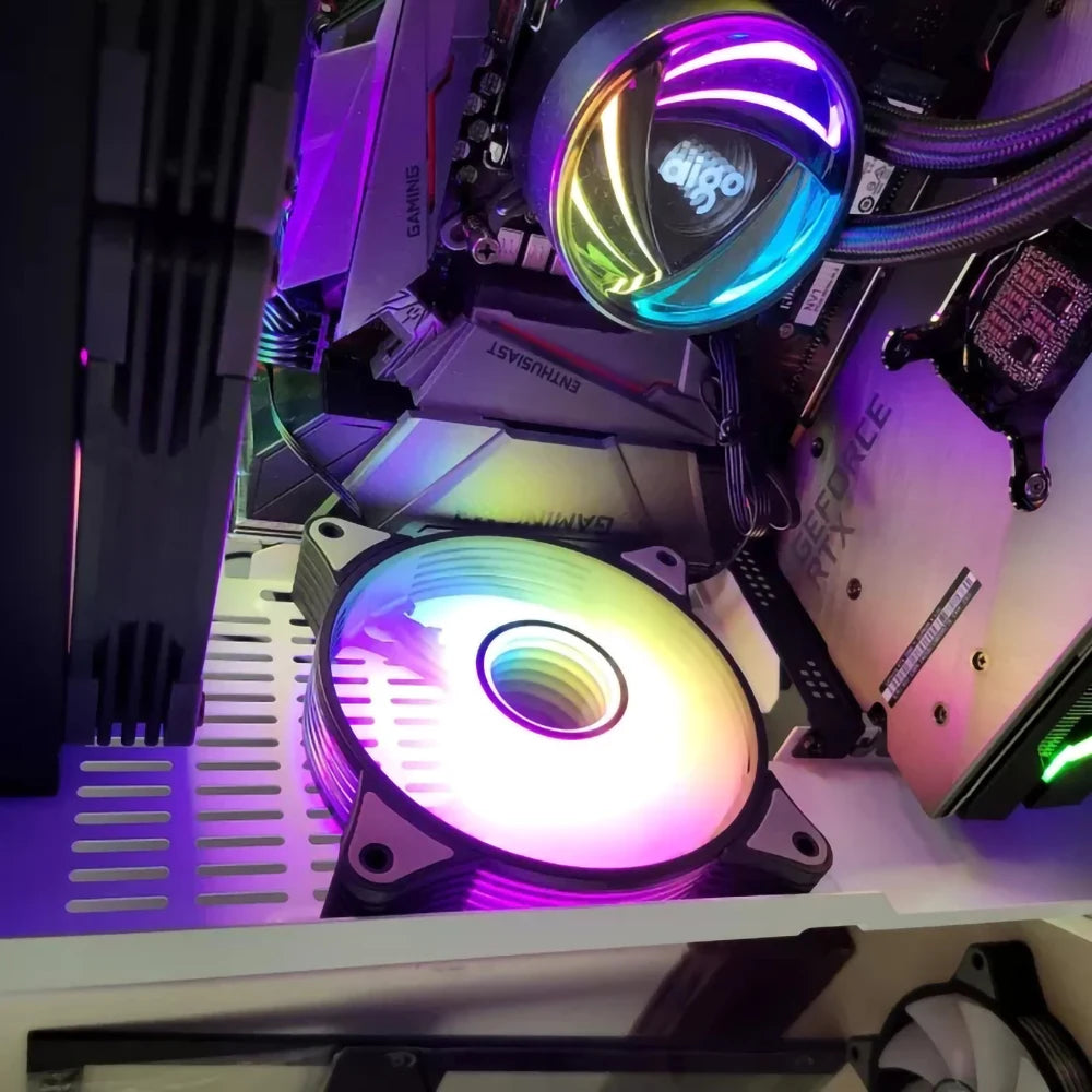 Aigo AR12PRO Computer Case Fan Ventoinha PC Unlimited Space 120mm RGB Fan 4pin PWM CPU Cooling Fan 3pin5v Argb 12cm Ventilador