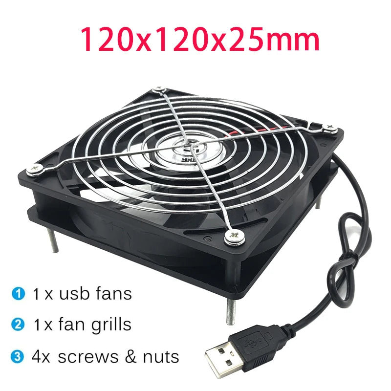 8/12cm 12V USB Powered Computer PC Case Fan For Receiver DVR Xbox TV Box Router Silent Chassis Cooler