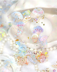 3pcs Kawaii Feather Dragonfly Bird Jellyfish Decorative Stickers Pack Scrapbooking Material Label Diary Phone Journal Planner