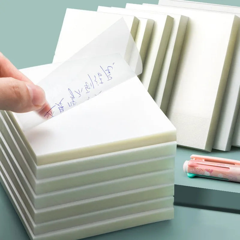 50 Sheets/pad Transparent Sticky Notes Pad Waterproof Self-Adhesive Clear Memo Message Reminder Home Office School Supplies