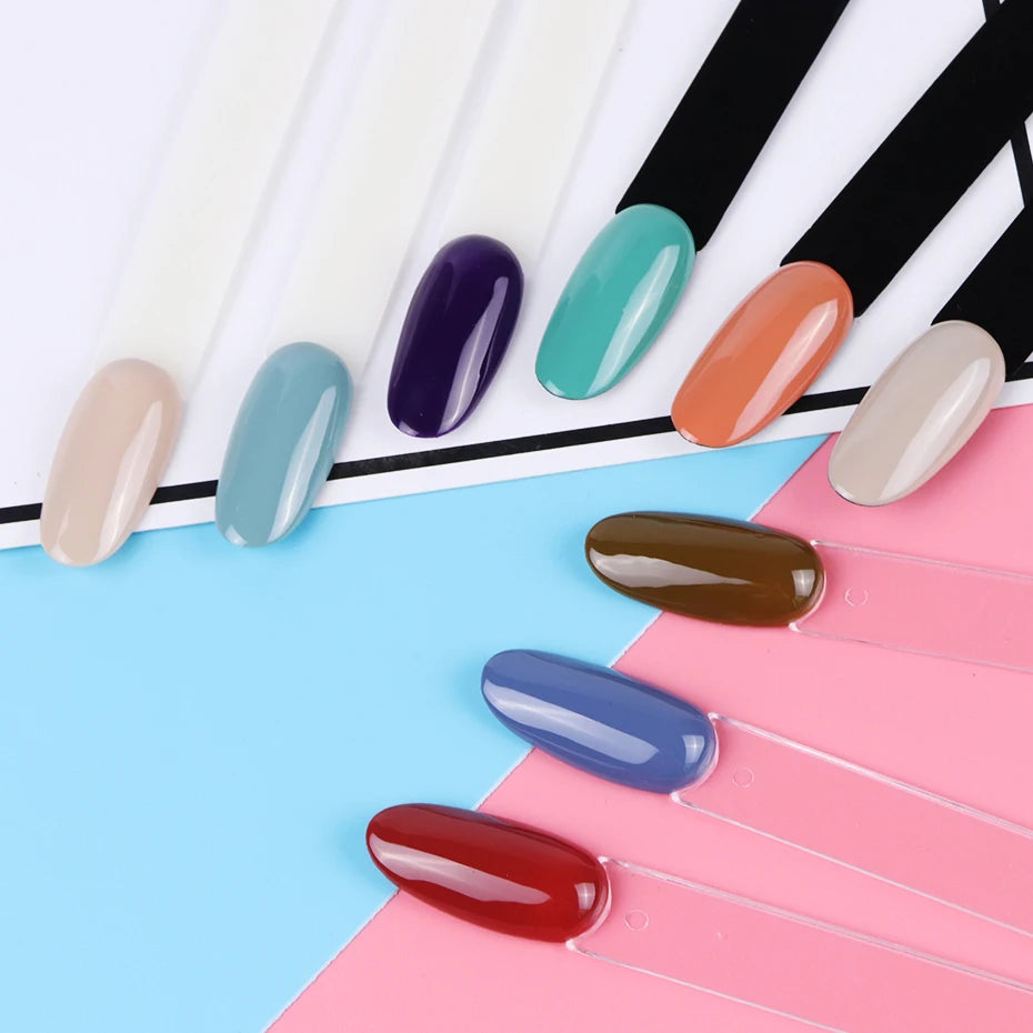 50pcs False Nail Display Tips Clear Nature Color Chart Oval Fan Style UV Gel Polish Swatch Shows Palette Practice Manicure Tools