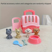 8pcs/set Cute Dog Pet Basket Family Toys Dog Doll Set Dog Cage Toys Scene Playing Toys Christmas Decoration  Gifts
