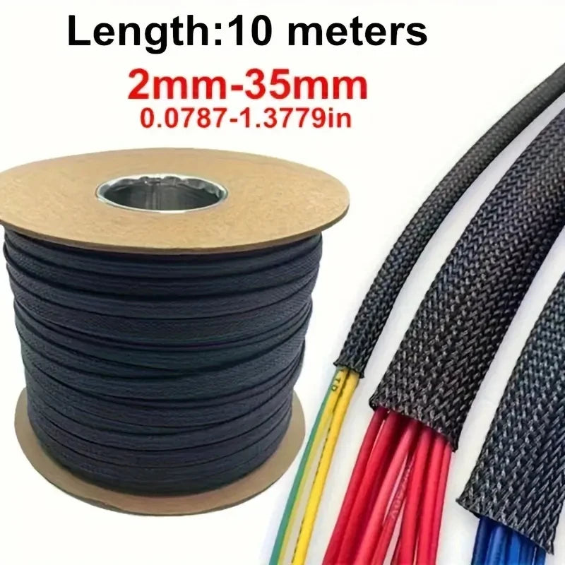 10m /32.8 Feet Pet Expandable Braided Mesh Sleeve Black Flexible Wire Mesh Cover Tv Audio Pc Cable Protection Against Pet Chewing