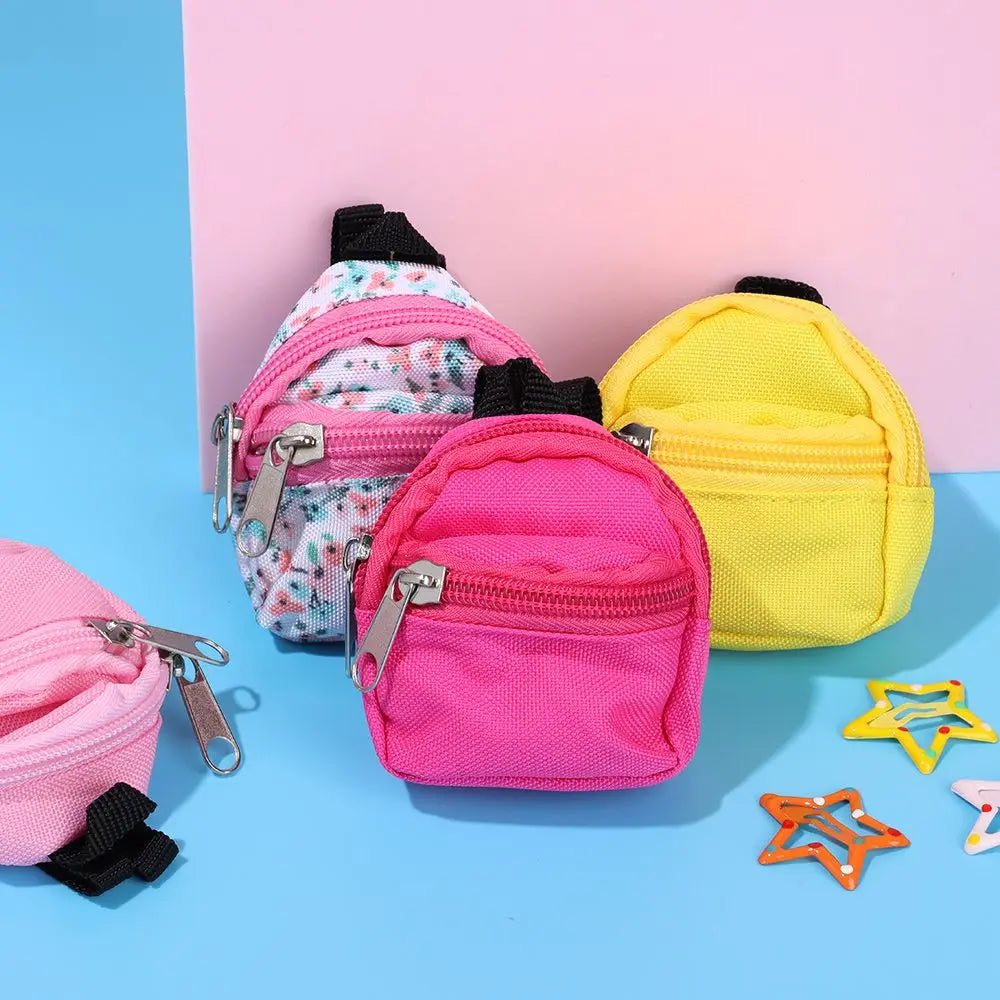 Mini Zipper Doll Backpacks Cute School Bags Doll Backpacks Doll Bags Travel Case Doll Accessories Toy Supplies for Doll Play