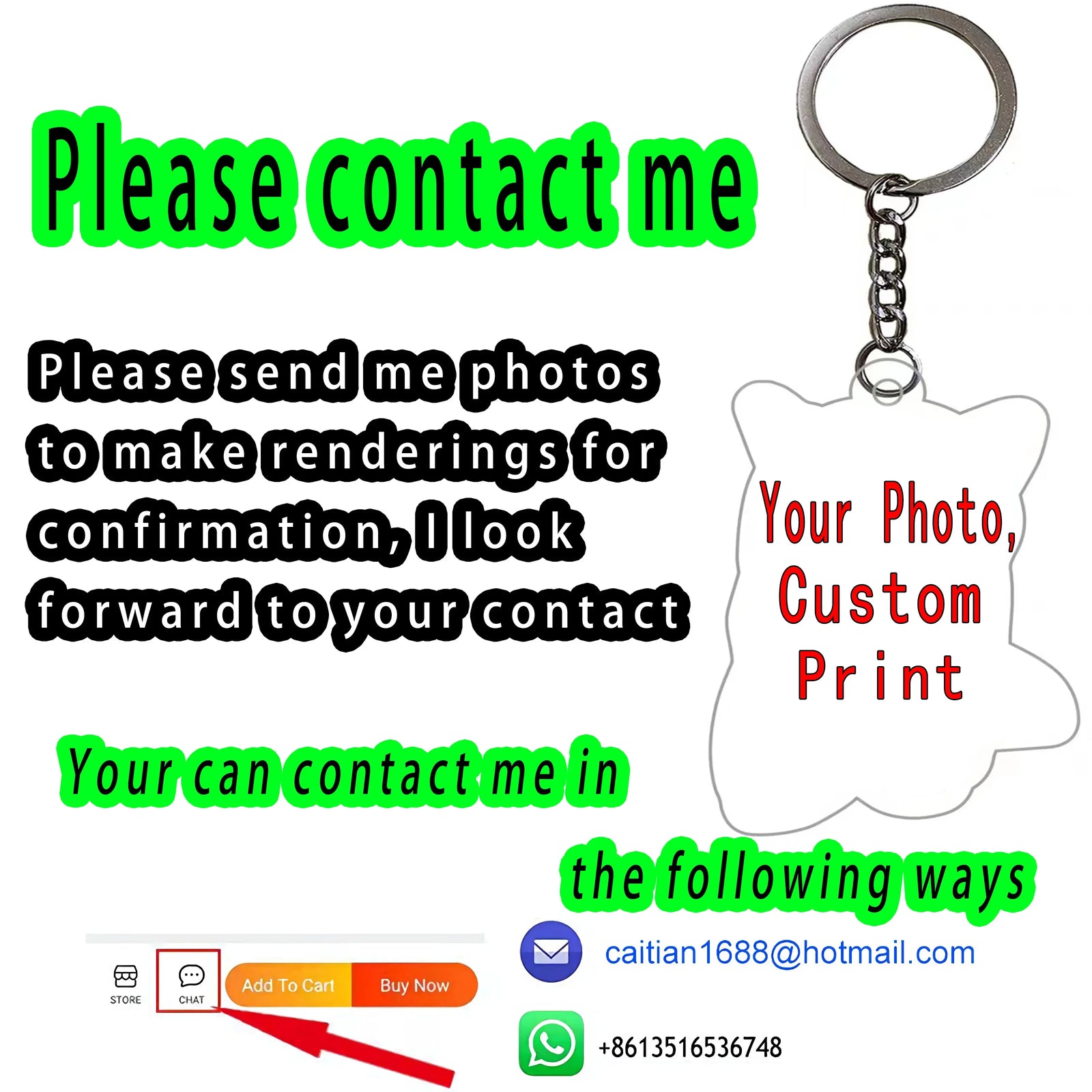 Custom Logo Acrylic Keychain Cat Dog ID Charm Print Holographic Personal Photo Pet Souvenir Birthday Gift Tag Name Key Chain