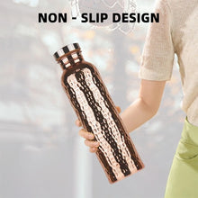 800ML Copper Water Bottle Anti-Slip Silicone Base Thermal Insulation Leakproof Sports Bottle One-Click Open Lid
