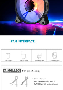 Aigo AR12PRO Computer Case Fan Ventoinha PC Unlimited Space 120mm RGB Fan 4pin PWM CPU Cooling Fan 3pin5v Argb 12cm Ventilador
