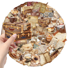 50pcs Retro Cafe Cartoon Graffiti Stickers Skateboard Water Bottle Notebook Mobile Phone Toy Decal Sticker PET Decoration
