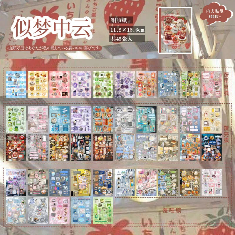 20 Sheets PET Die cut Stickers book Retro Cartoon Decorative handmade Scrapbooking Material Diary Japanese Stationery Supplies