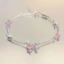 Shiny Pink Crystal Cherry Blossom Bracelets For Women Girls Sweet Moon Bow Flowers Zircon Bracelet Party Aesthetic Jewelry