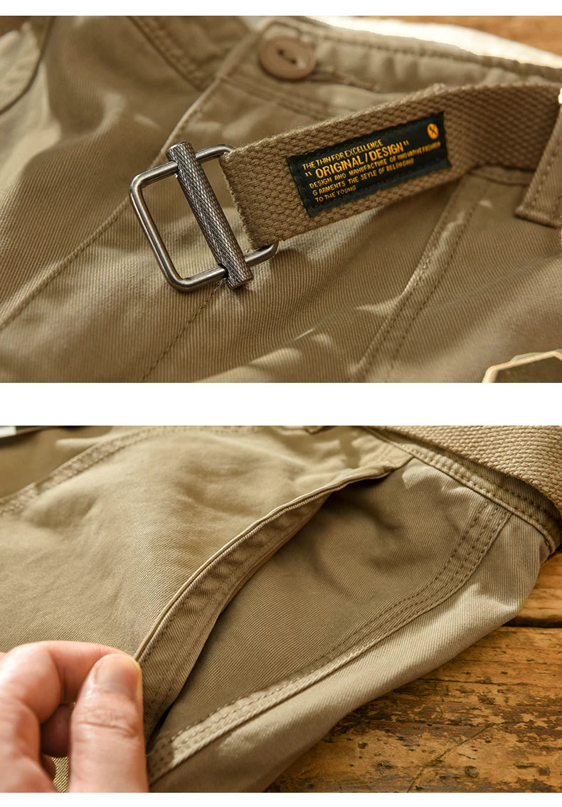 Yu Wenle Amekaji Trendy Versatile Workwear Pants Men American Retro Trousers Fashion Cargo Pants Man Straight Casual Baggy Pants