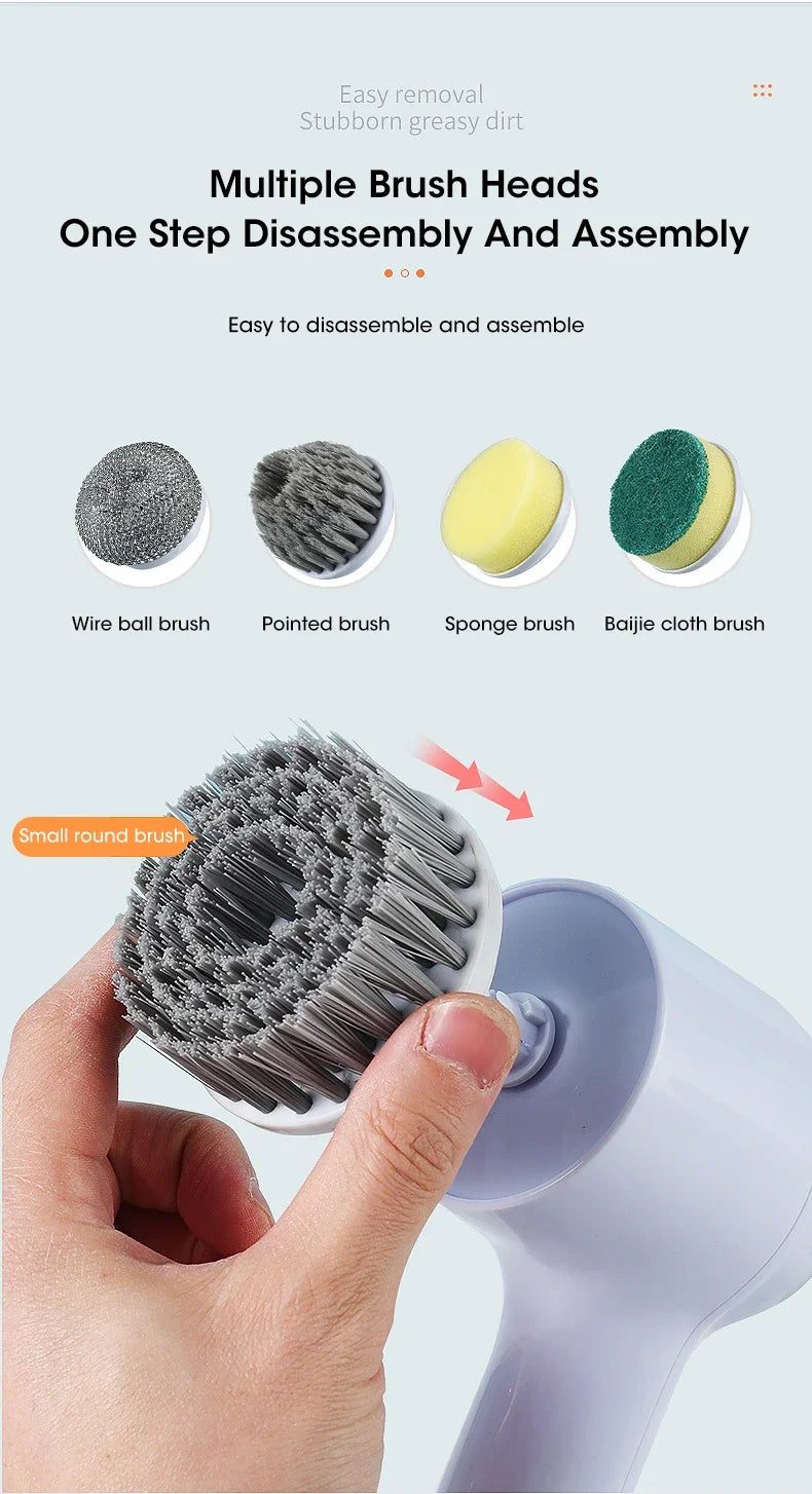 2025 Cordless Electric Spin Scrubber with 5 Brushes,IPX7 Waterproof Rechargeable Bathroom Cleaner for Tile/Shower/Grout Cleaning