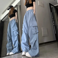 Women Y2K Cargo Pants High Waist Streetwear Hip Hop Trousers Female Big Pockets Casual Low Waist Drawstring Baggy Sweatpants