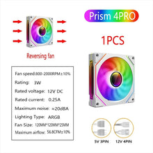 LDPCSJ PRISM 4 RS 12cm ARGB 4 Pin Computer Case Fan Quiet Cooling 12V Large Air Volume 1200RPM for Desktop Gaming PC Build